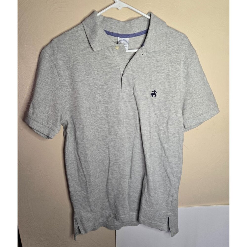 Brooks Brothers Short Sleeved Classic Slim Fit Gray Pique Polo Top Size Large